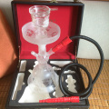 Shisha de Hookah de vidro de borboleta com mangueira de cachimbo de água e capa de couro (ES-HS-007)